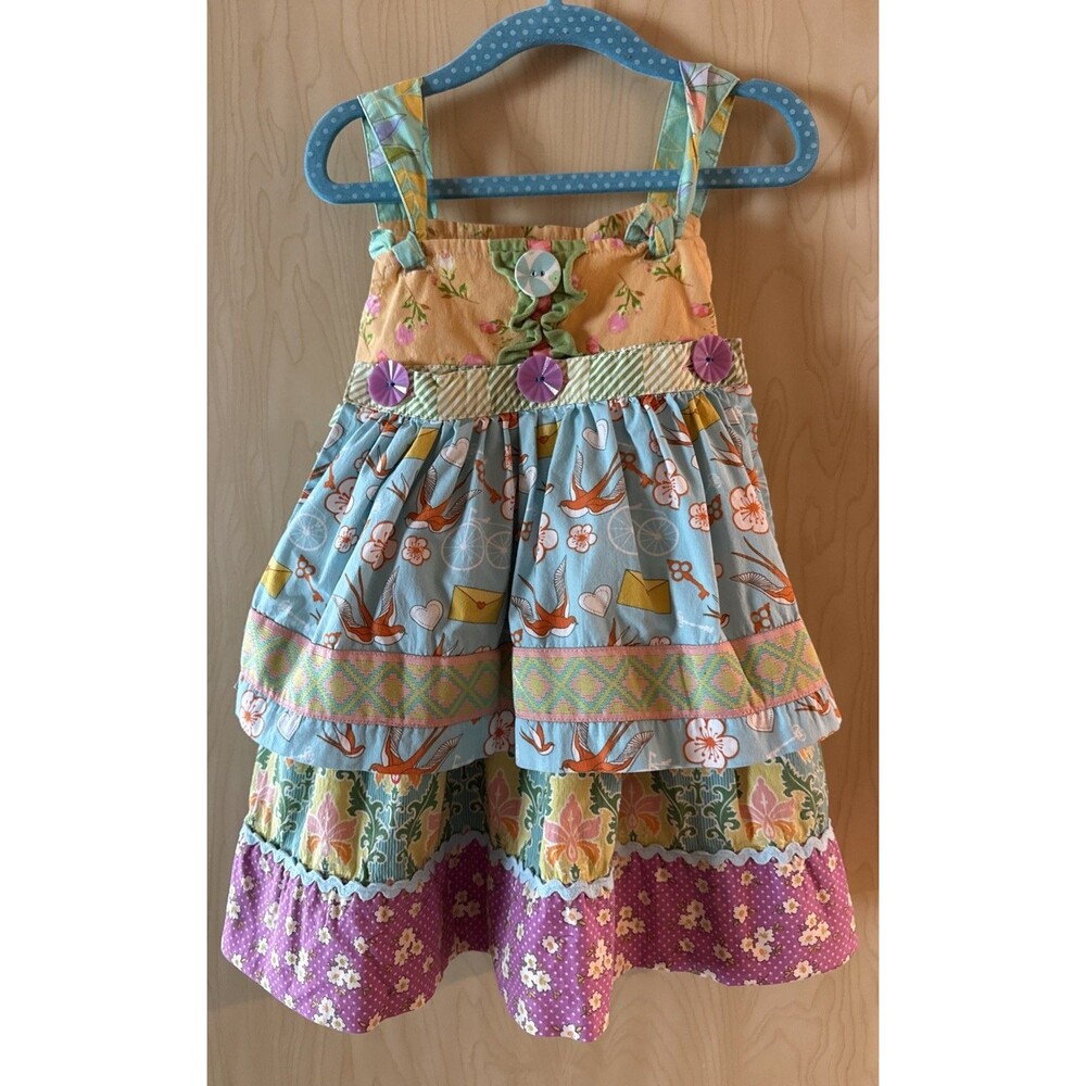Matilda Jane "It's a Wonderful Parade" Apron Dress Bird/floral Size 2